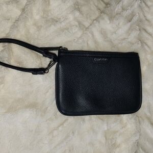 Calvin Klein Pebbled Black Wristlet